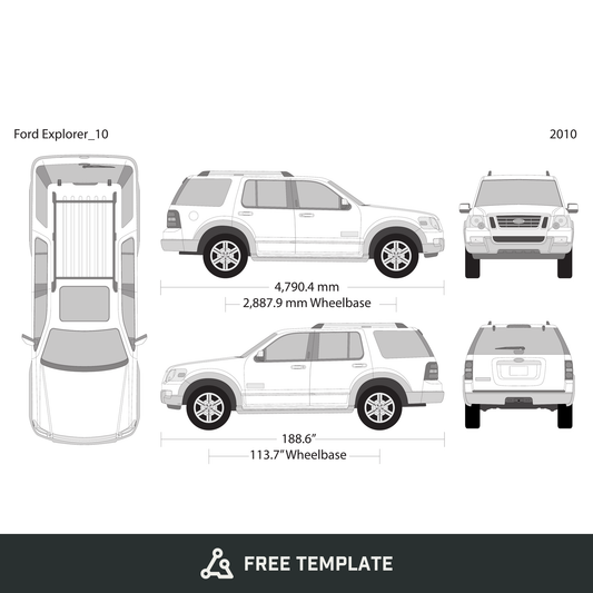 2010 Ford Explorer free vector vehicle wrap template - GravBase