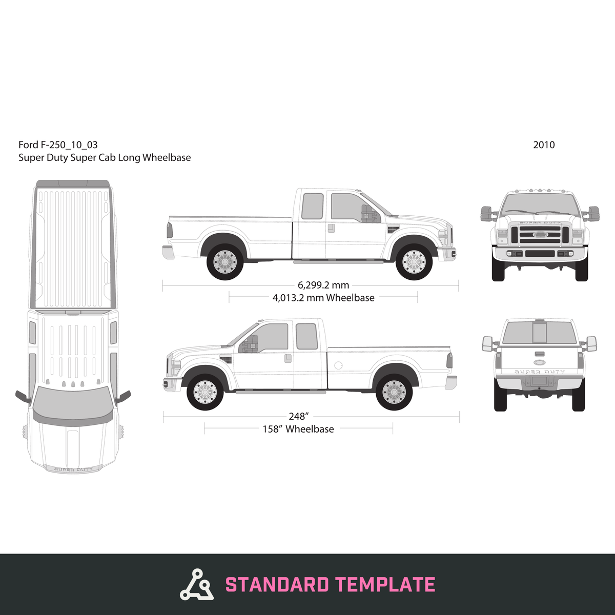2010 Ford F-250 vector wrap template V03, Design-Ready PDF - GravBase