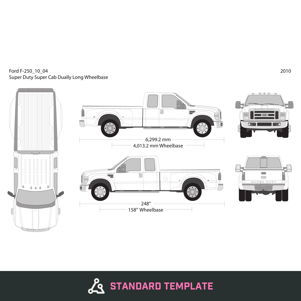 2010 Ford F-250 vector wrap template V04, Design-Ready PDF - GravBase