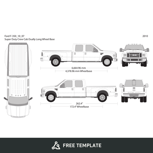 2010 Ford F-350 free vector vehicle wrap template - GravBase
