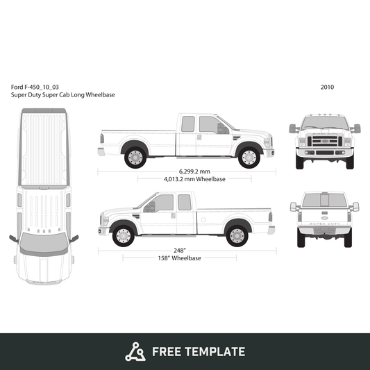 2010 Ford F-450 free vector vehicle wrap template - GravBase