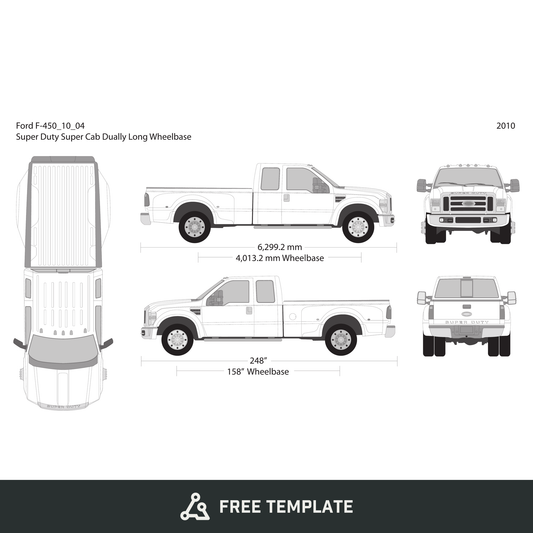 2010 Ford F-450 free vector vehicle wrap template - GravBase