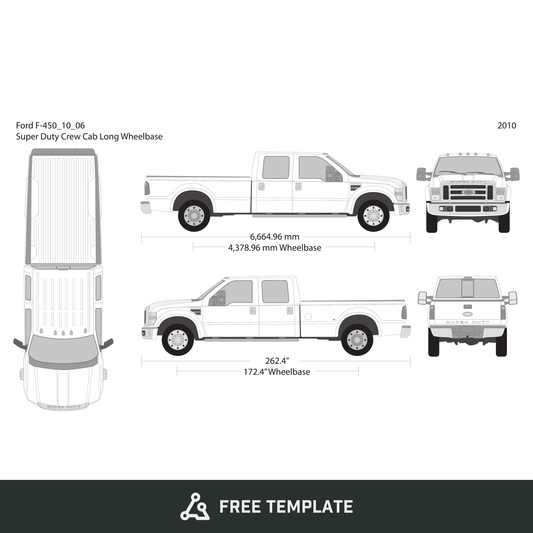 2010 Ford F-450 free vector vehicle wrap template - GravBase