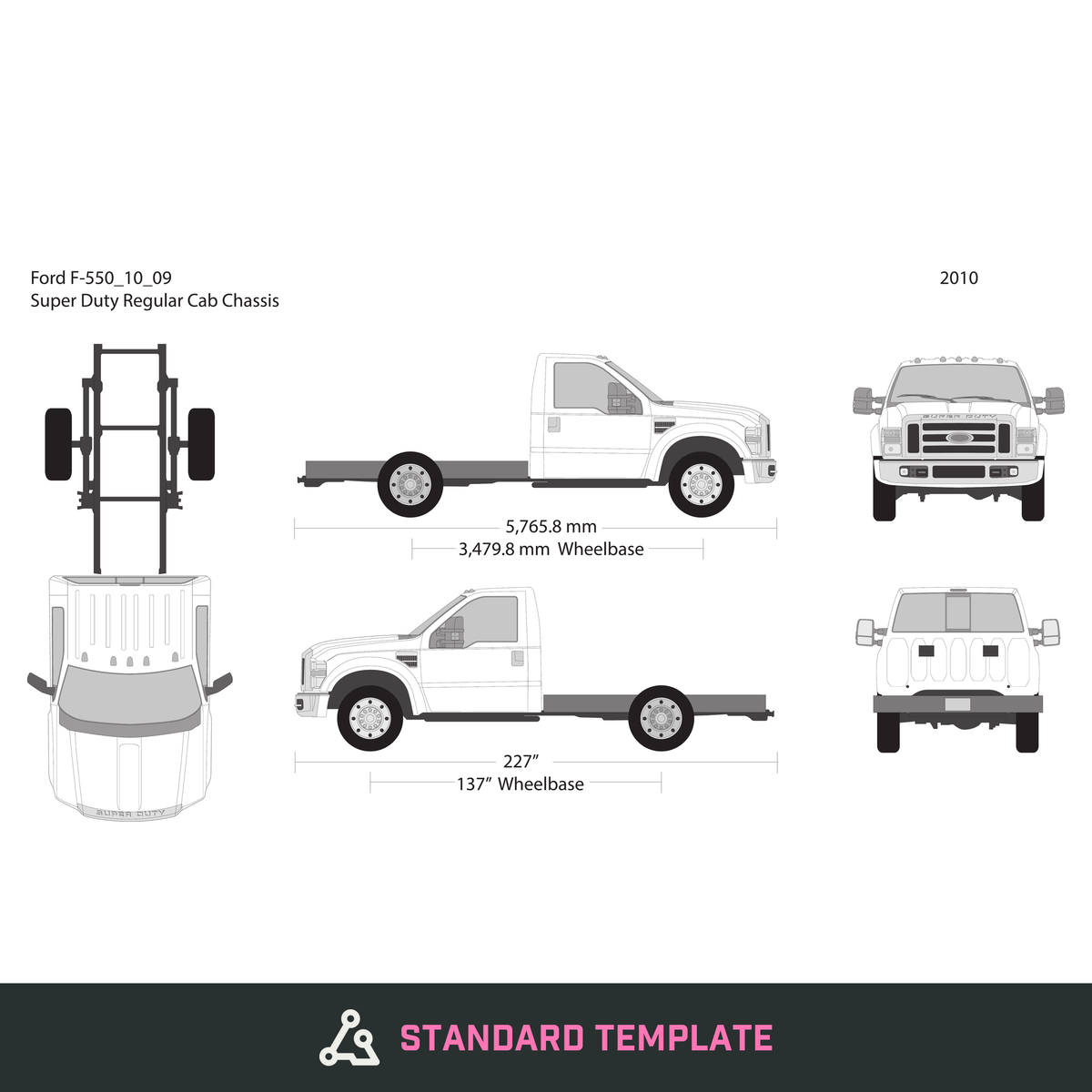 2010 Ford F-550 vector wrap template V09, Design-Ready PDF - GravBase