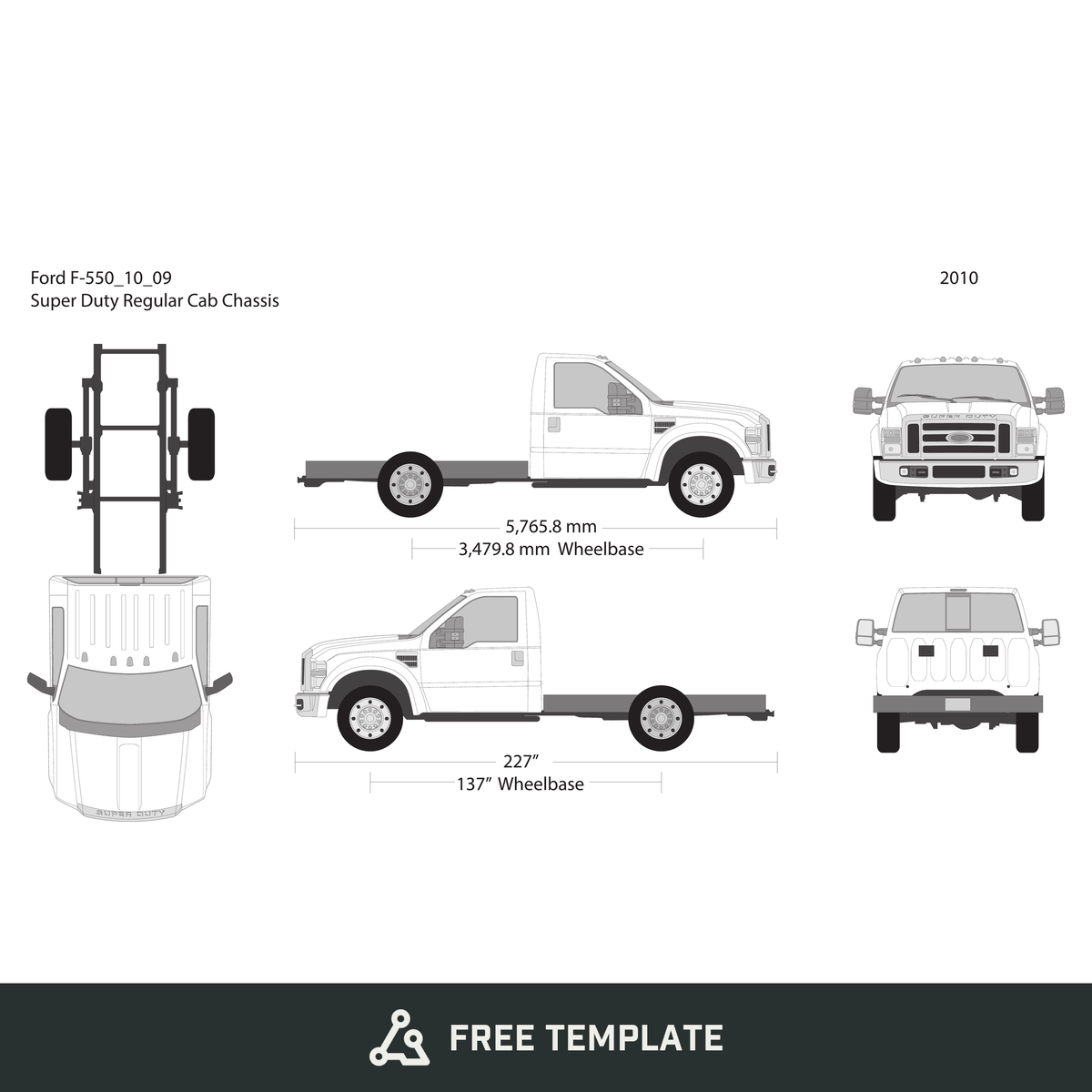2010 Ford F-550 free vector vehicle wrap template - GravBase