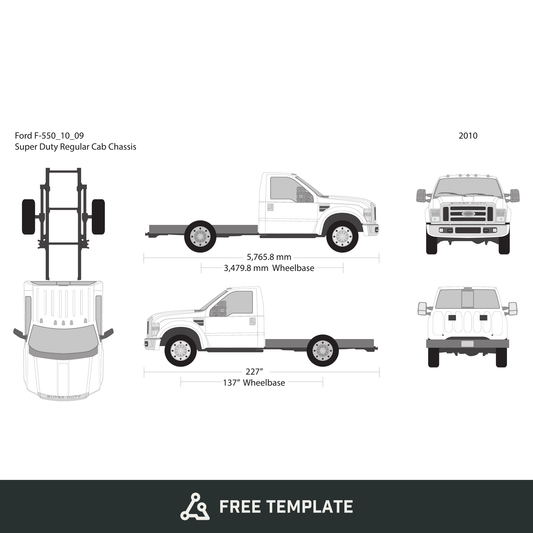 2010 Ford F-550 free vector vehicle wrap template - GravBase