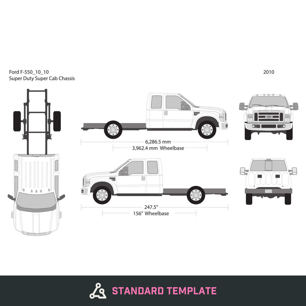 2010 Ford F-550 vector wrap template V10, Design-Ready PDF - GravBase