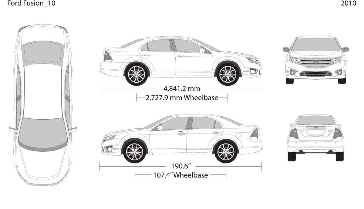 2010 Ford Fusion Vector Wrap Template - GravBase