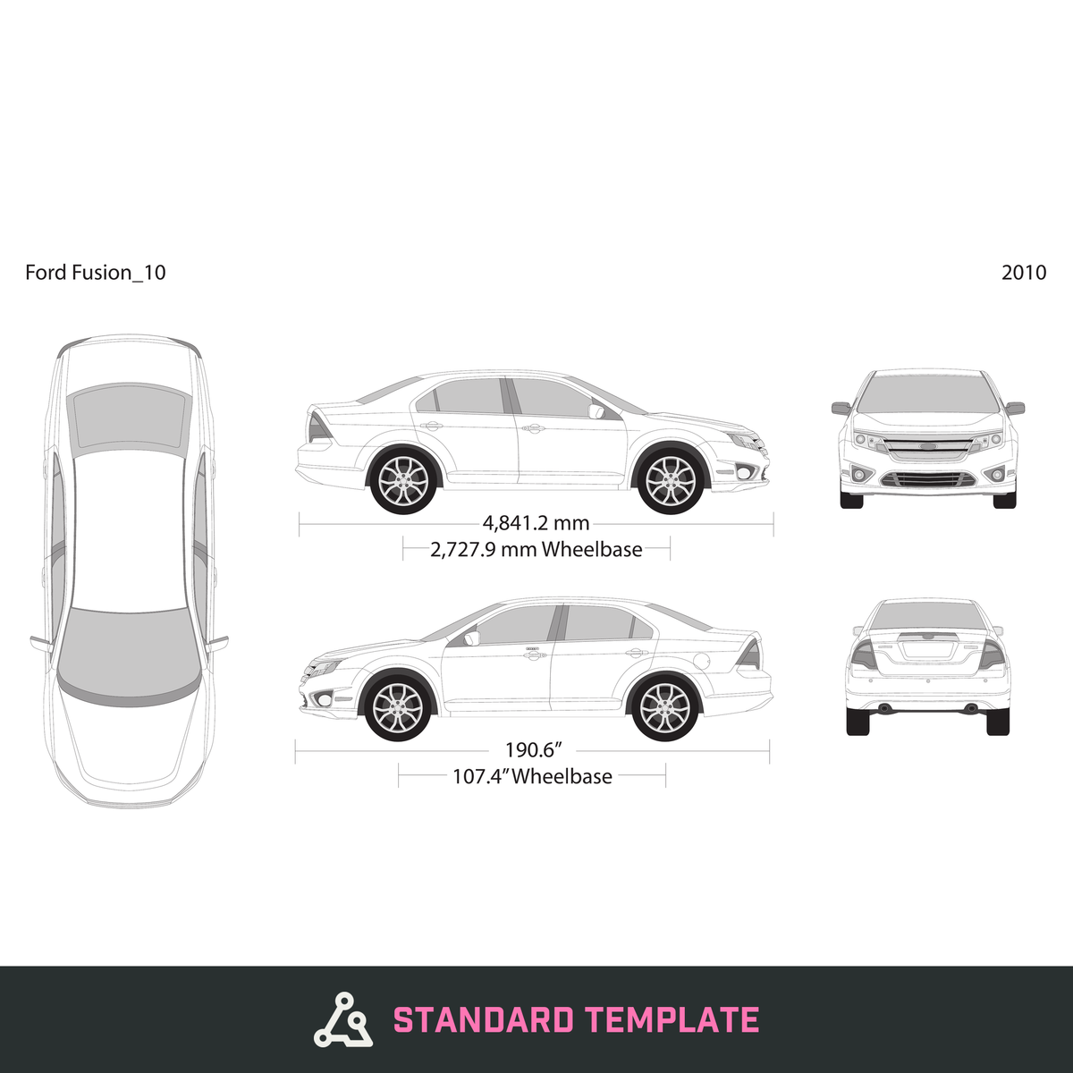 2010 Ford Fusion vector wrap template, Design-Ready PDF - GravBase
