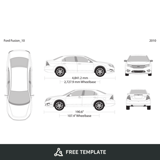 2010 Ford Fusion free vector vehicle wrap template - GravBase