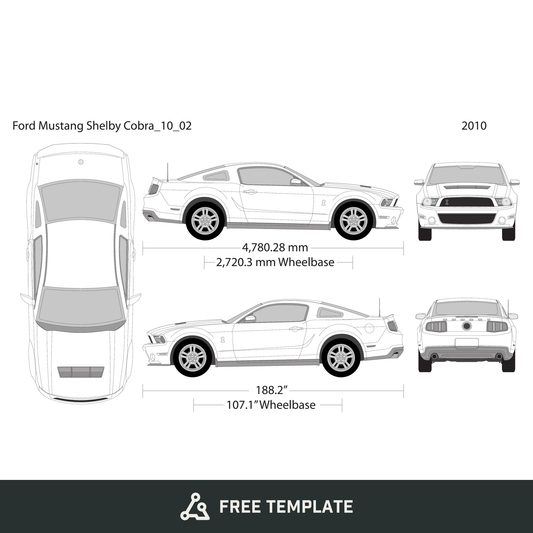 2010 Ford Mustang free vector vehicle wrap template - GravBase