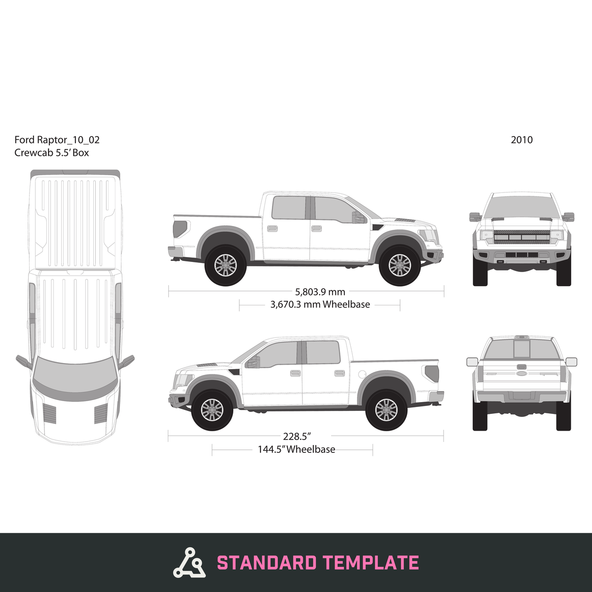 2010 Ford Raptor vector wrap template V02, Design-Ready PDF - GravBase