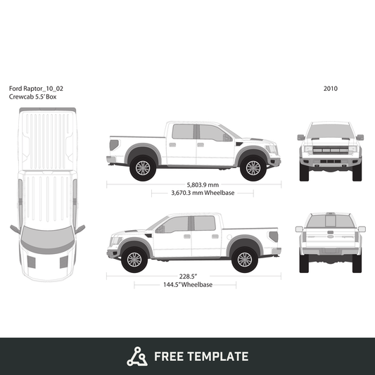 2010 Ford Raptor free vector vehicle wrap template - GravBase