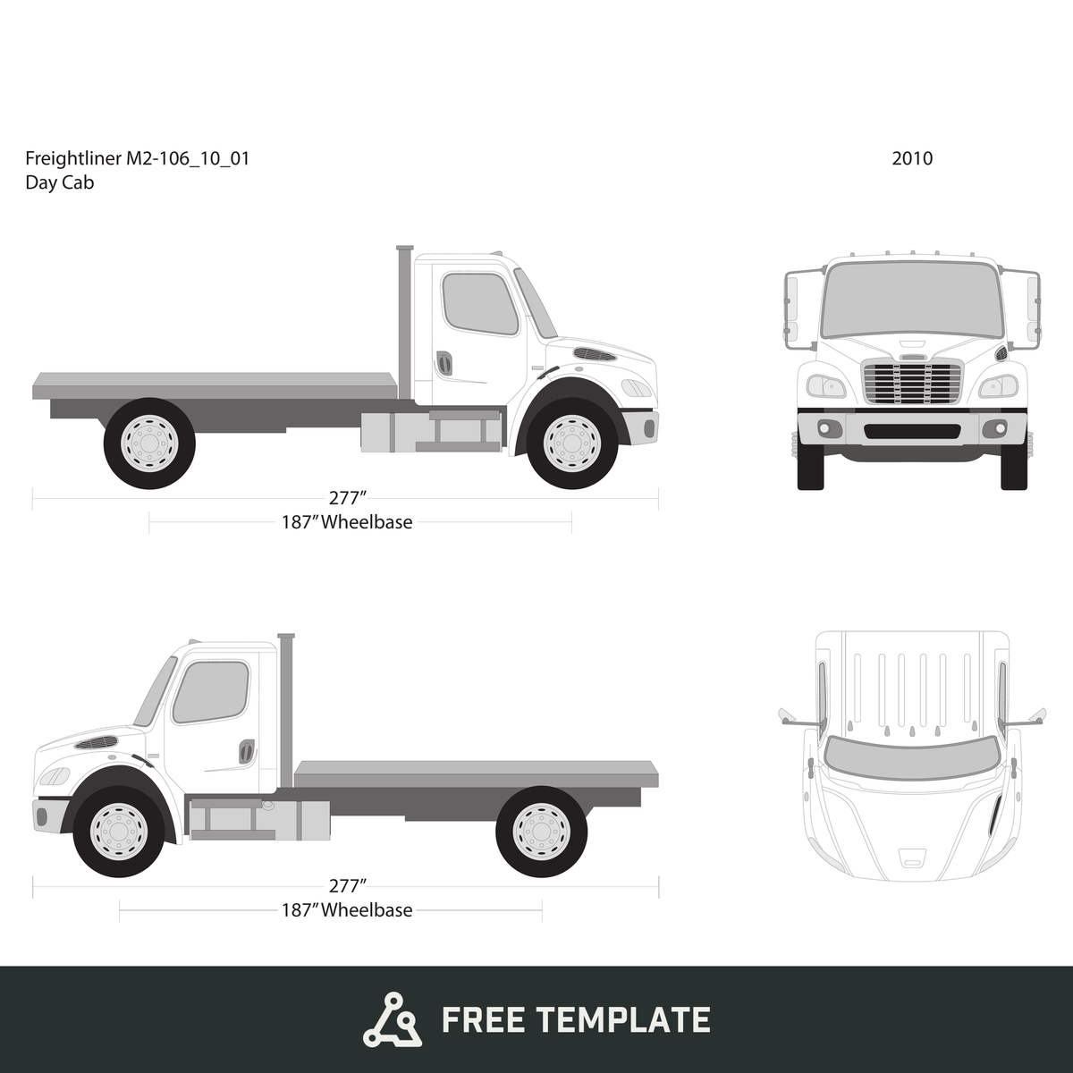2010 Freightliner M2-106 free vector vehicle wrap template - GravBase