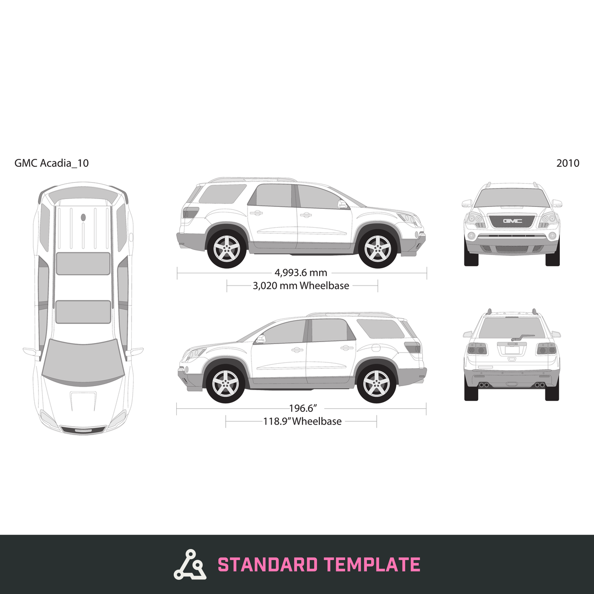 2010 GMC Acadia vector wrap template, Design-Ready PDF - GravBase