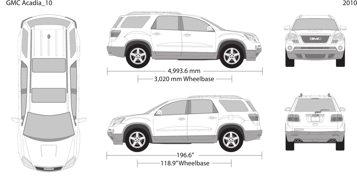 2010 GMC Acadia vector wrap template, Design-Ready PDF - GravBase