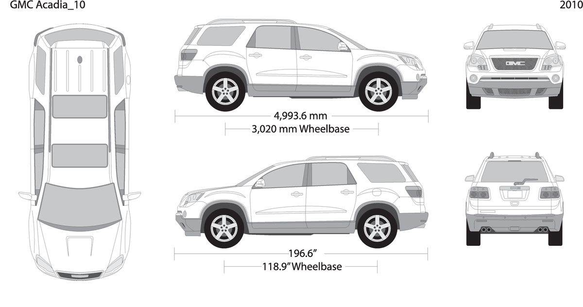 2010 Gmc Acadia V10 Vehicle Wrap Template