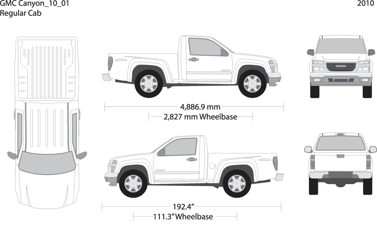 2010 Gmc Canyon V01 Vehicle Wrap Template