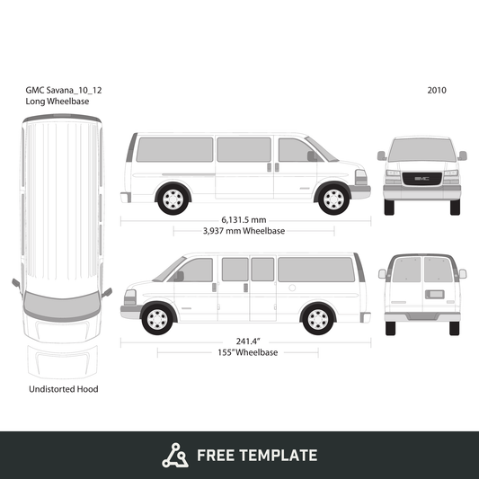 2010 GMC Savana free vector vehicle wrap template - GravBase