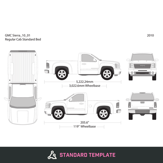 2010 GMC Sierra 1500 vector wrap template V01, Design-Ready PDF - GravBase