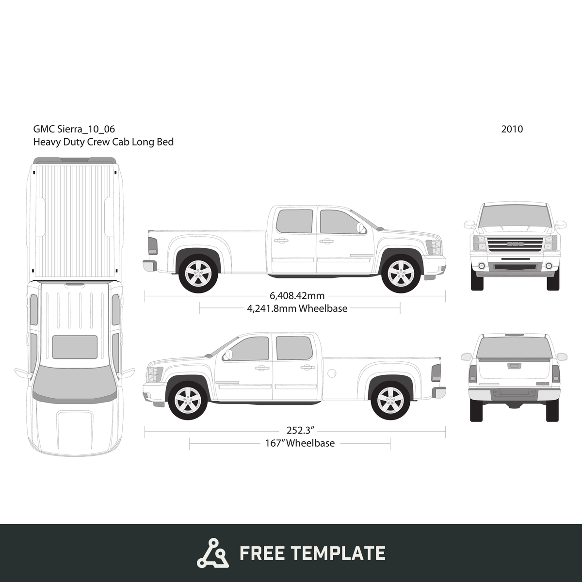 2010 GMC Sierra 2500-3500 HD free vector vehicle wrap template - GravBase