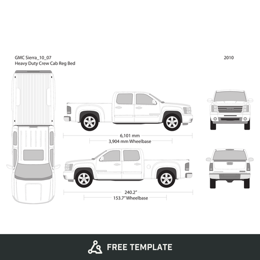 2010 GMC Sierra 2500-3500 HD free vector vehicle wrap template - GravBase