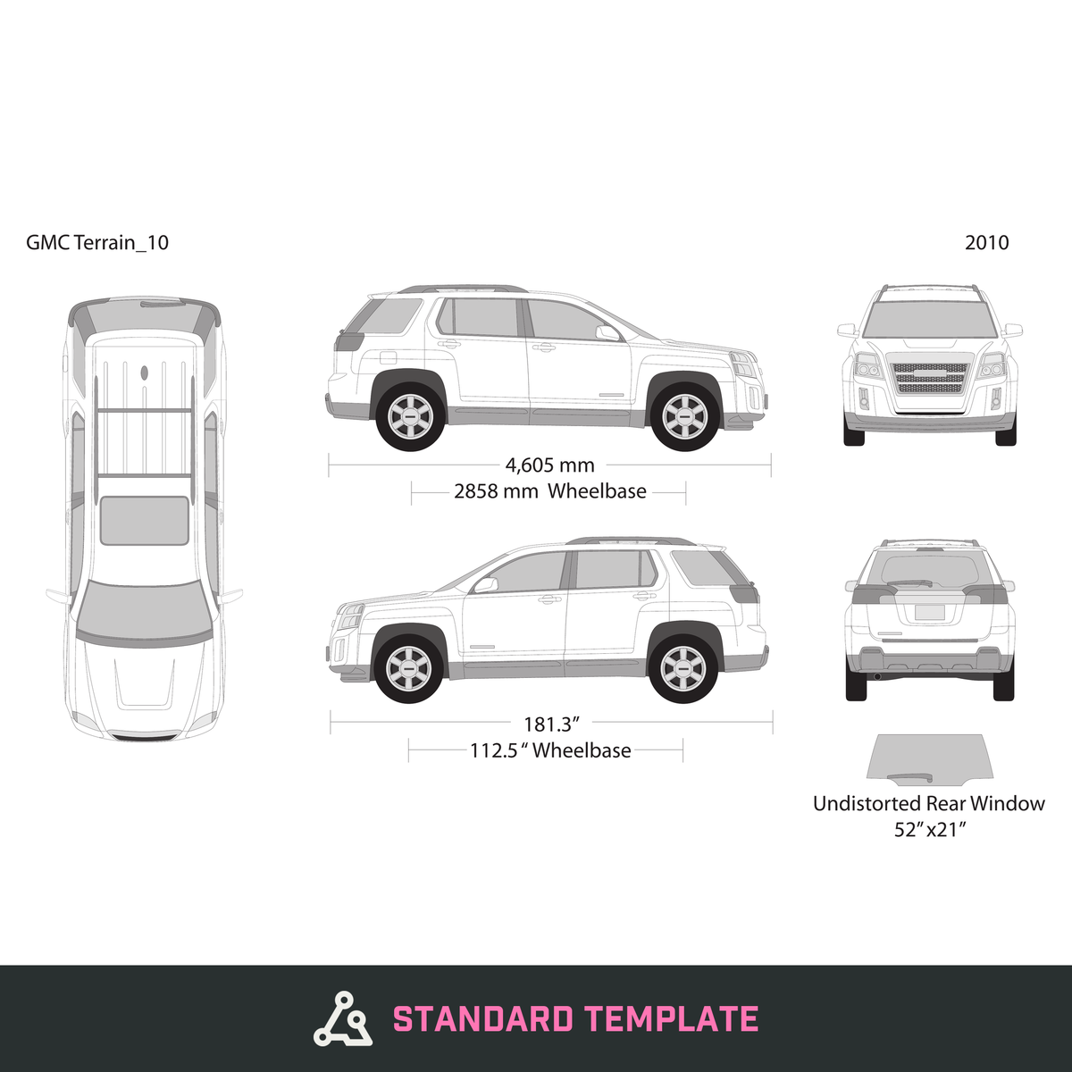 2010 GMC Terrain vector wrap template, Design-Ready PDF - GravBase