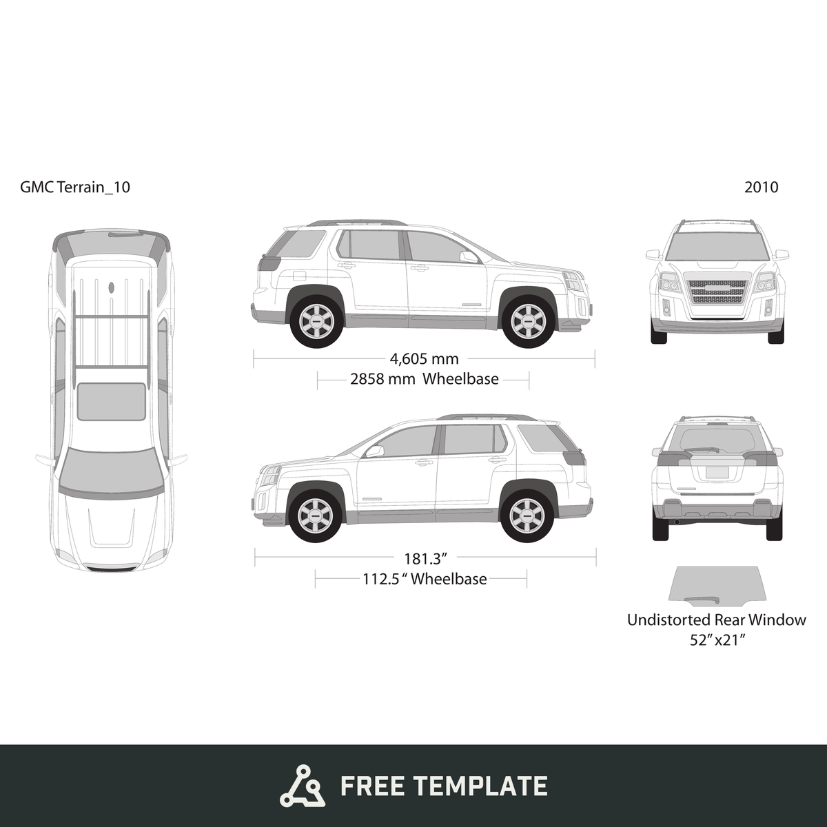 2010 GMC Terrain free vector vehicle wrap template - GravBase