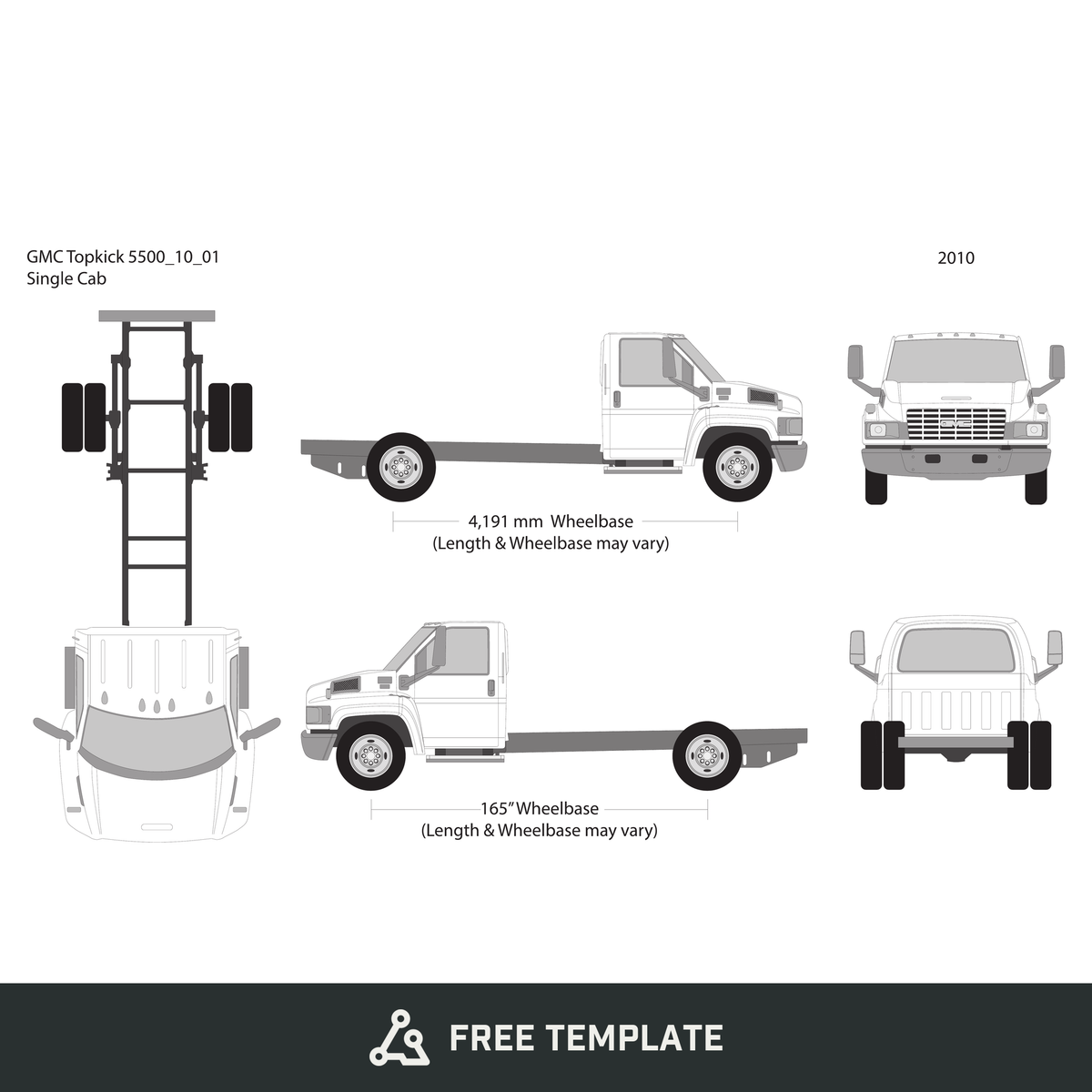 2010 GMC Topkick 5500 free vector vehicle wrap template - GravBase