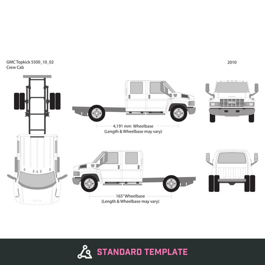 2010 GMC Topkick 5500 vector wrap template V02, Design-Ready PDF - GravBase