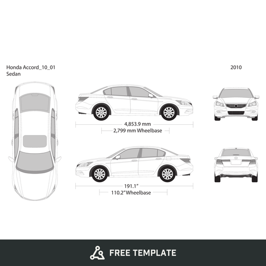 2010 Honda Accord Sedan free vector vehicle wrap template - GravBase