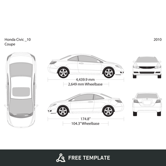 2010 Honda Civic Coupe free vector vehicle wrap template - GravBase