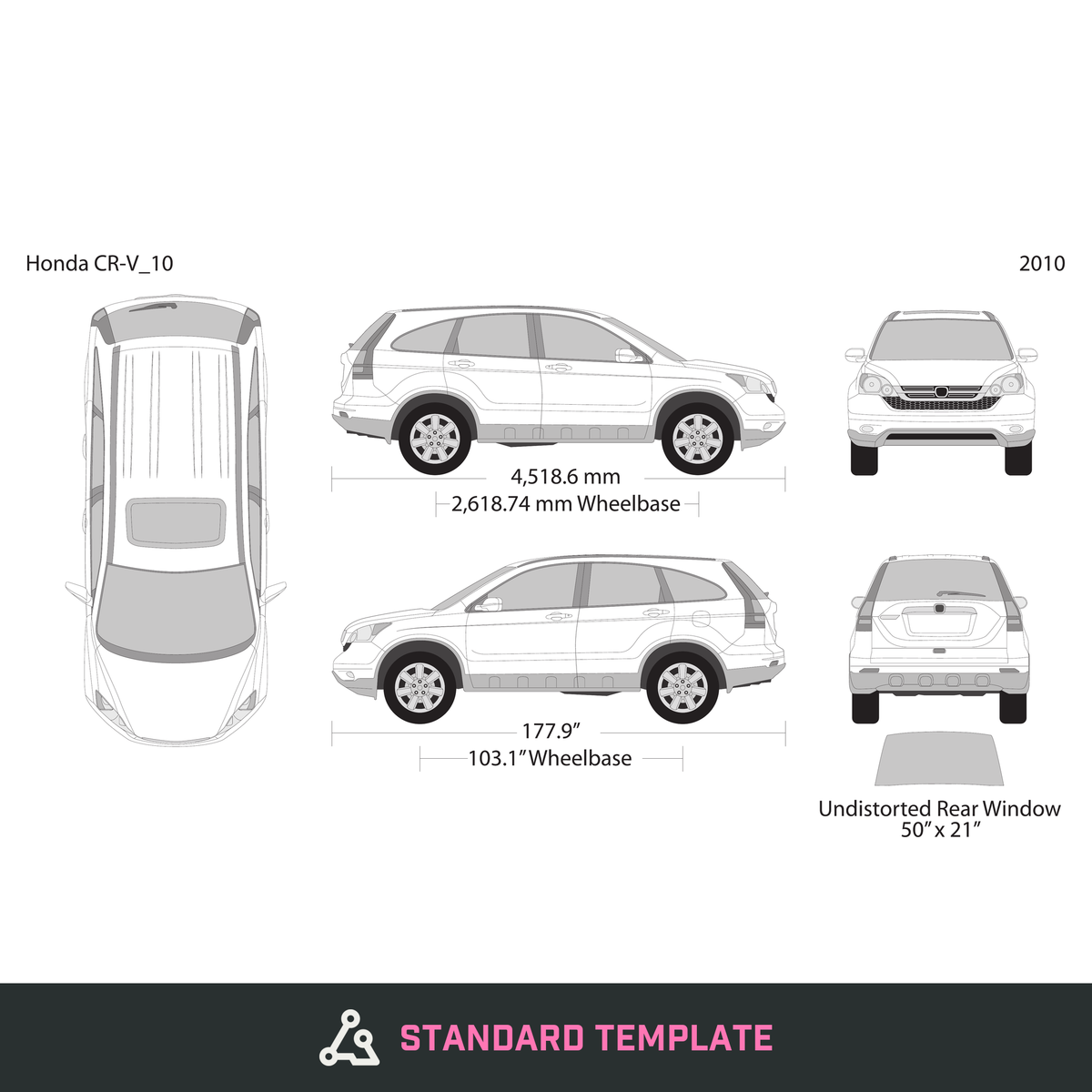 2010 Honda CR-V vector wrap template, Design-Ready PDF - GravBase