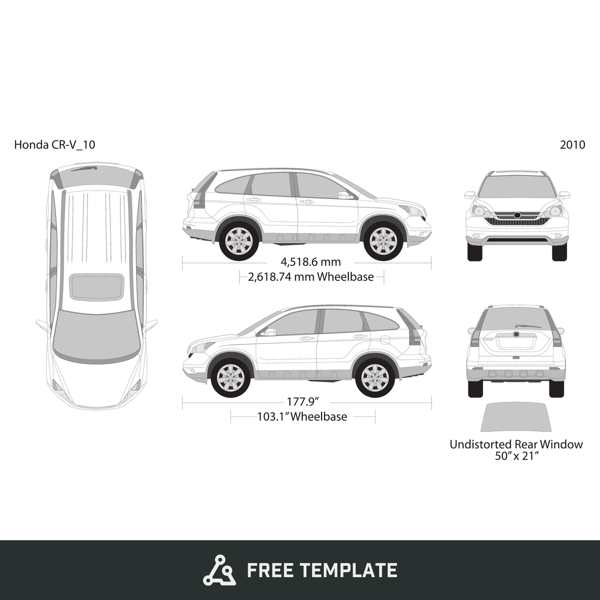 2010 Honda CR-V free vector vehicle wrap template - GravBase