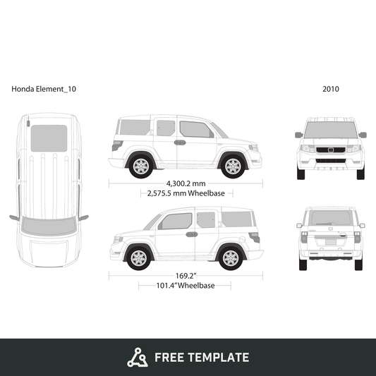 2010 Honda Element free vector vehicle wrap template - GravBase