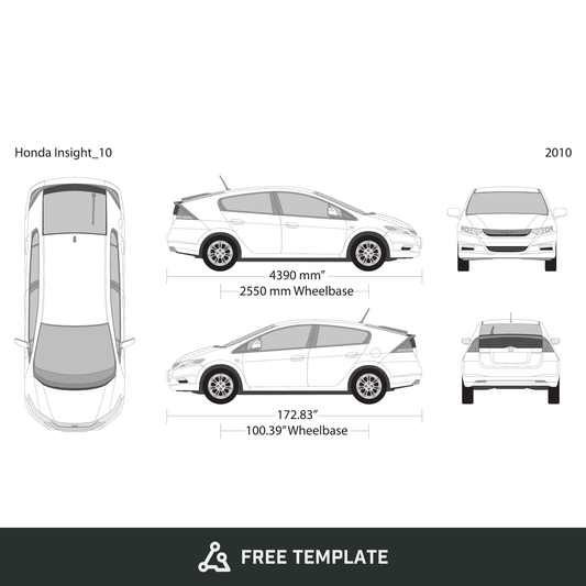 2010 Honda Insight free vector vehicle wrap template - GravBase