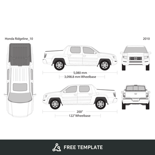 2010 Honda Ridgeline free vector vehicle wrap template - GravBase