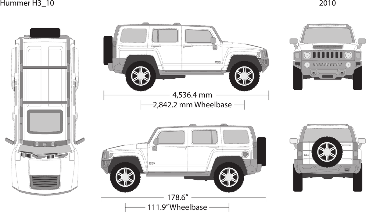 2010 Hummer H3 vector wrap template, Design-Ready PDF - GravBase