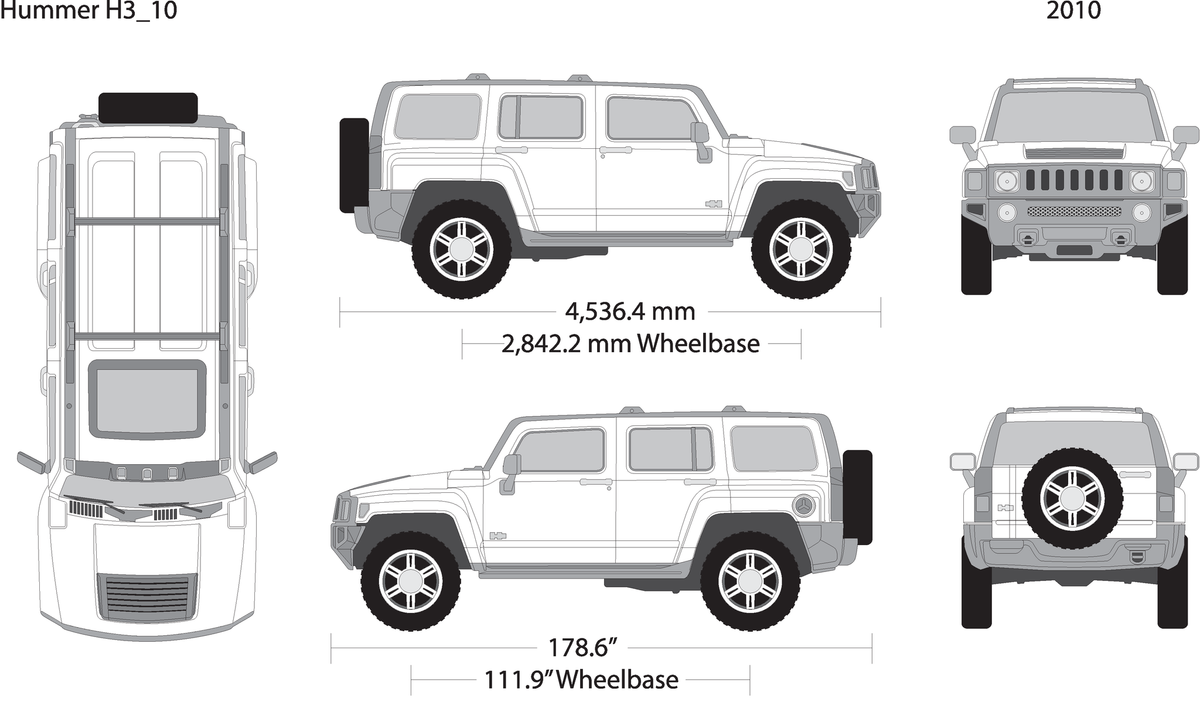 2010 Hummer H3 V10 Vehicle Wrap Template