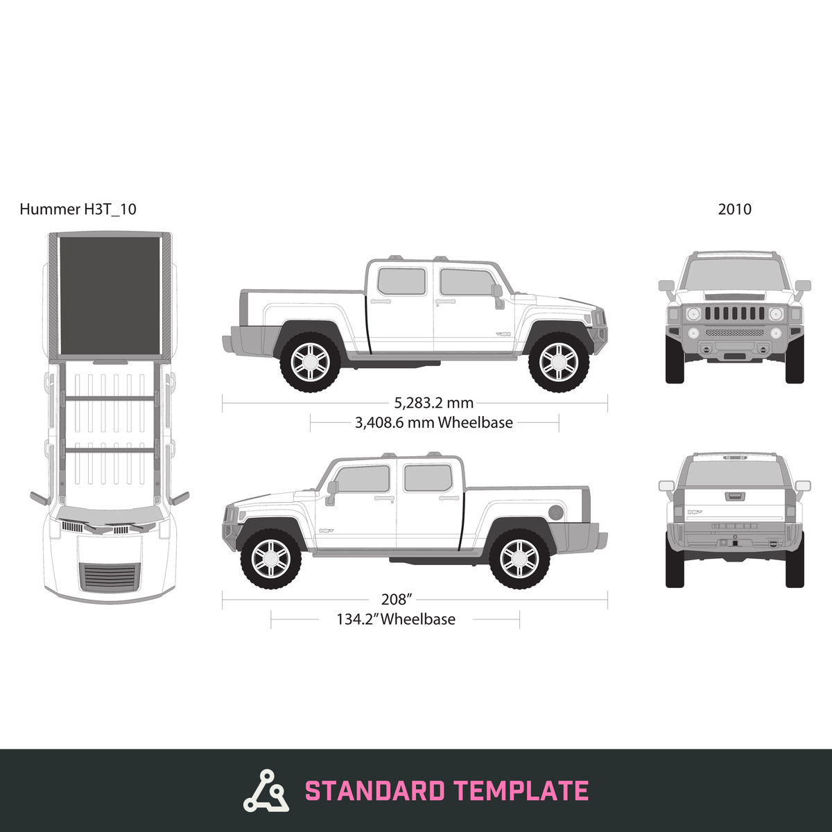 2010 Hummer H3T vector wrap template, Design-Ready PDF - GravBase
