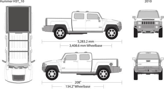 2010 Hummer H3T vector wrap template, Design-Ready PDF - GravBase