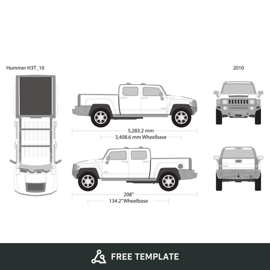 2010 Hummer H3T free vector vehicle wrap template - GravBase