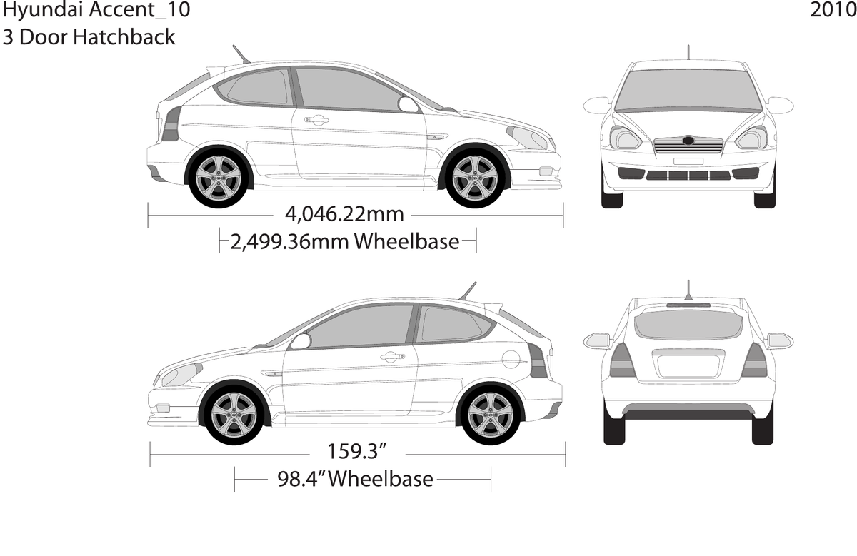 2010 Hyundai Accent Hatchback vector wrap template, Design-Ready PDF - GravBase