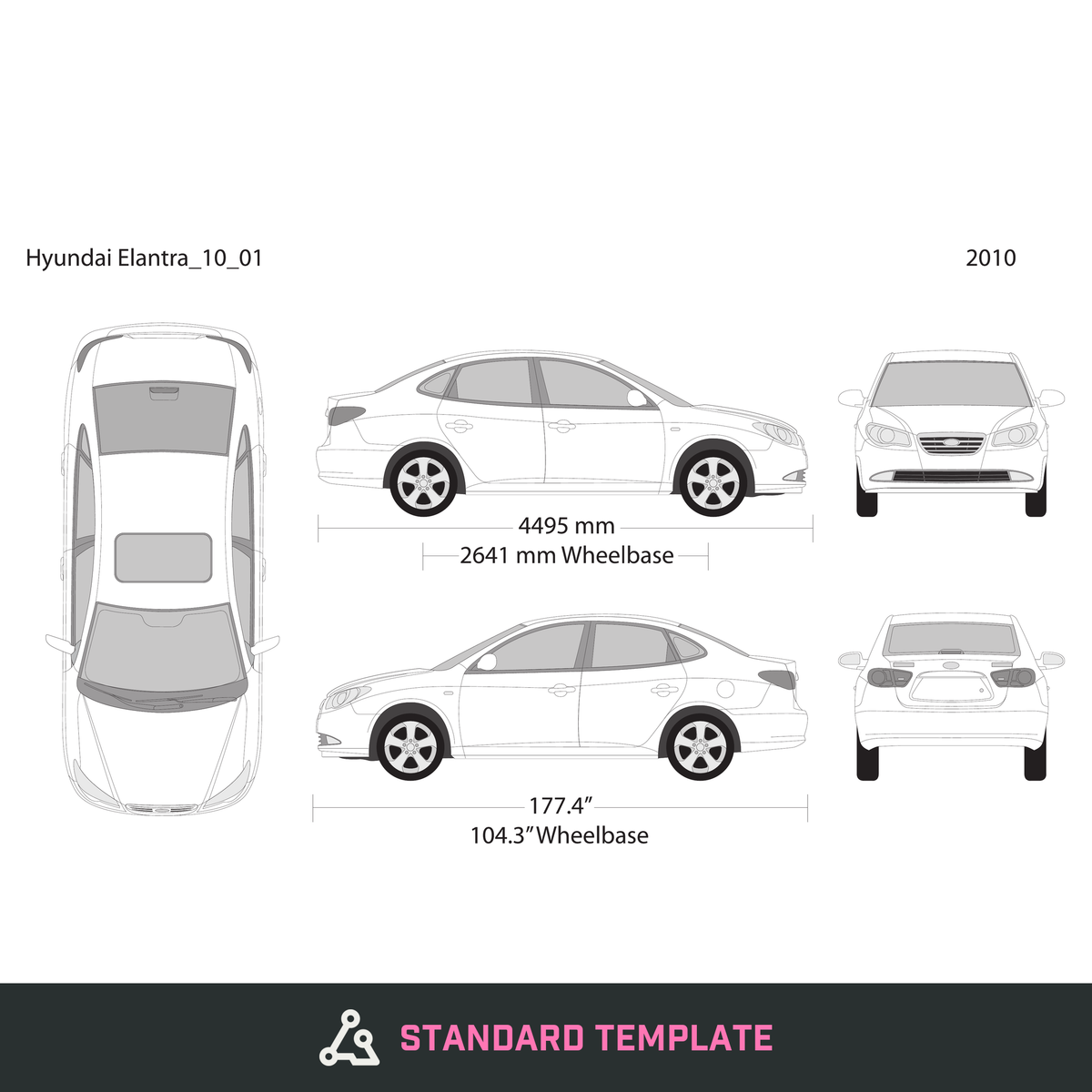 2010 Hyundai Elantra vector wrap template, Design-Ready PDF - GravBase