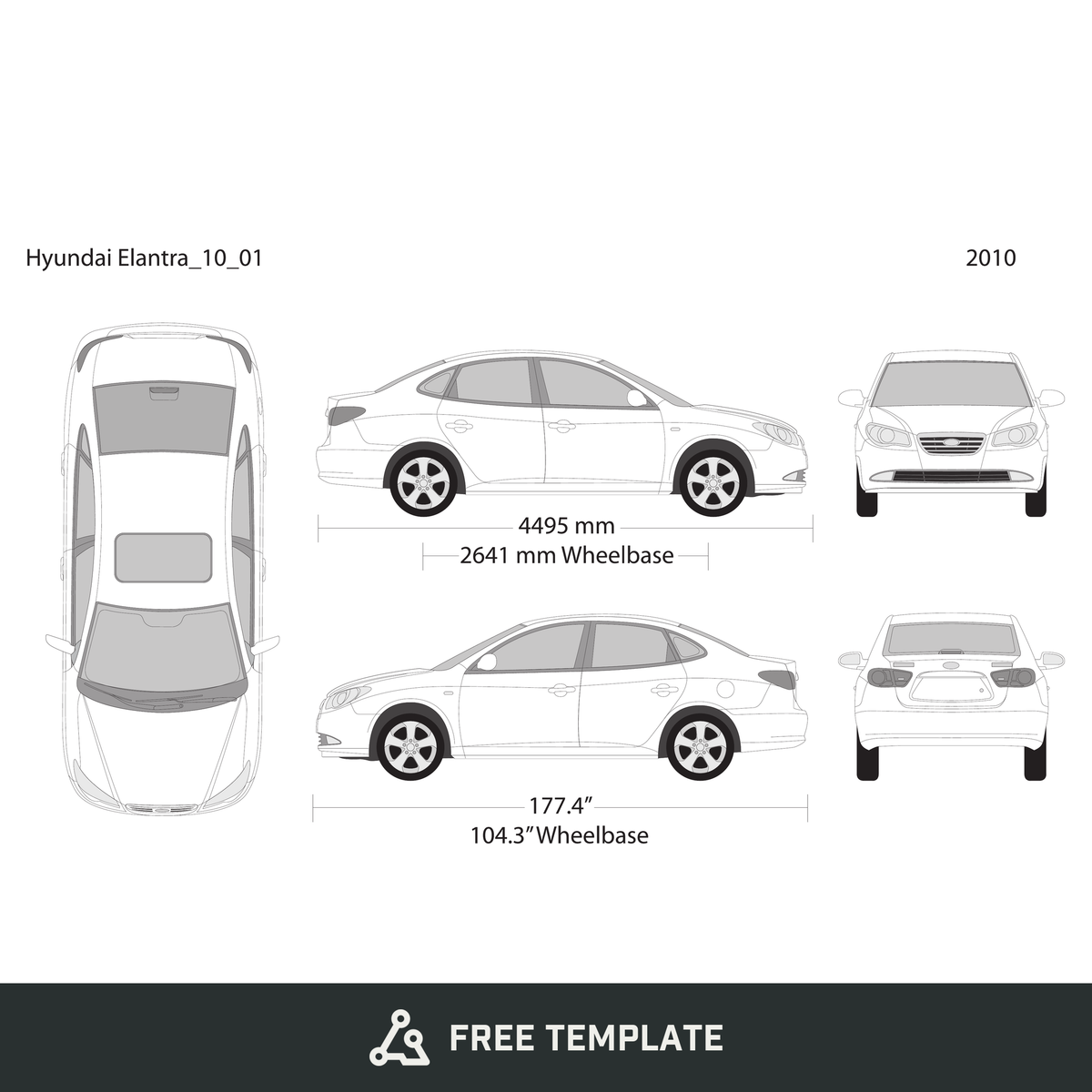 2010 Hyundai Elantra free vector vehicle wrap template - GravBase