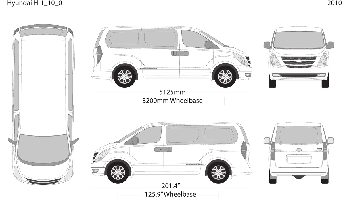 2010 Hyundai H-1 vector wrap template, Design-Ready PDF - GravBase