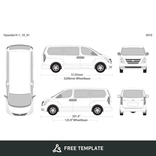 2010 Hyundai H-1 free vector vehicle wrap template - GravBase