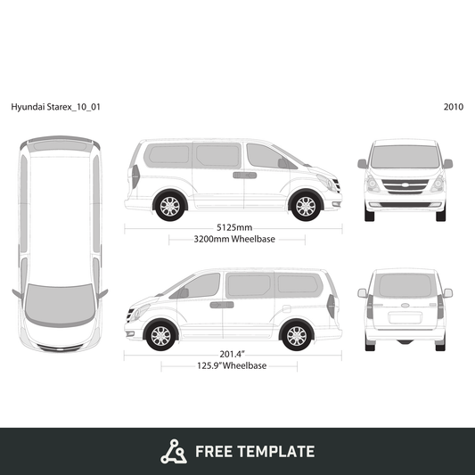 2010 Hyundai Starex free vector vehicle wrap template - GravBase