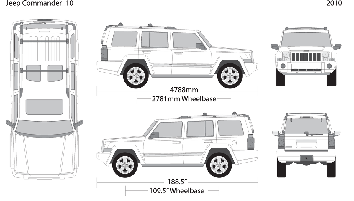 2010 Jeep Commander V10 Vehicle Wrap Template
