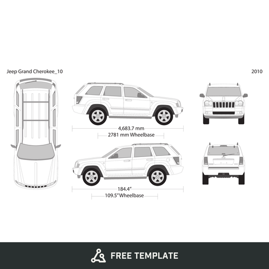 2010 Jeep Grand Cherokee free vector vehicle wrap template - GravBase